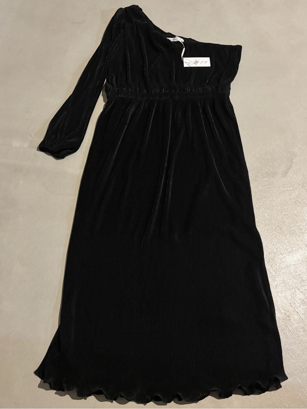 Petal & Pup NWT Black Pontee Plisse One Shoulder Pleated Midi Dress XL